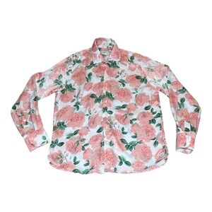 NWOT Vintage USA Seaplane Mens Rose Floral Shirt Limited Ed. Creamy Sasparilla L